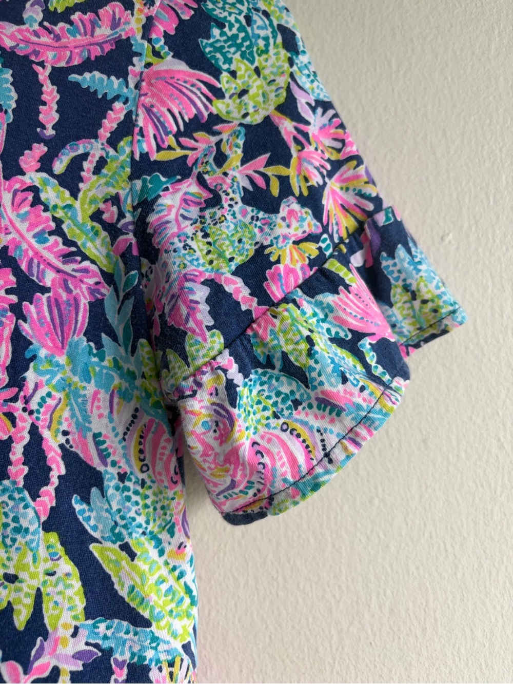 Lilly Pulitzer Navy Floral Tiered Short-Sleeve Midi Dress - Picture 4 of 6